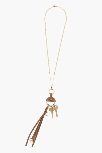 Chloé Gold-tone Metal Necklace With Leather Details