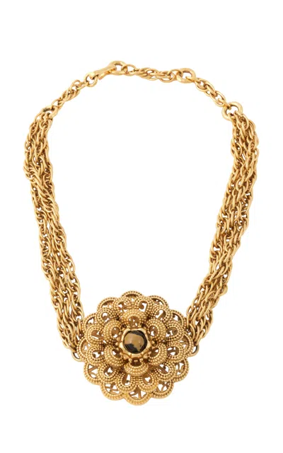 Chloé Gold-tone Portoro Marble Floral Choker In Gold