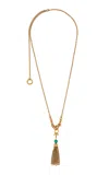 Chloé Link Chain Gemstone Tassel Necklace In Gold
