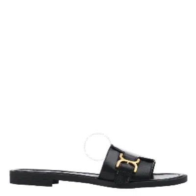 CHLOÉ CHLOE GOLD-TONED MARCIE BUCKLE LEATHER SLIDES
