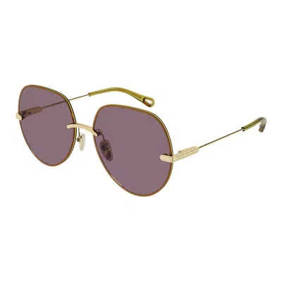 Chloé Gold Violet Sunglasses For Women
