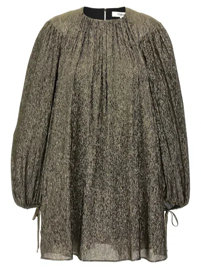 CHLOÉ GOLDEN BLACK LAME DRESS