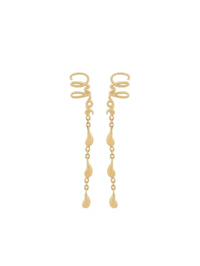 Chloé Golden Chlo Iconic Earrings In Brown