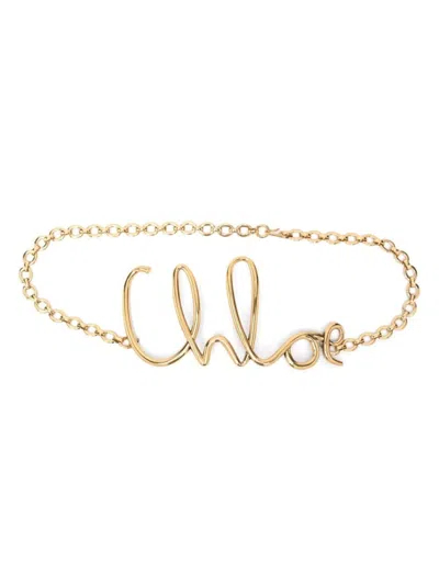 Chloé Golden Iconic Large Chain Belt In Brown