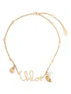Chloé Golden Logo Charm Necklace In Gold