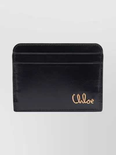 Chloé Golden Logo Compact Clutch Iconic Wallet