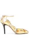 Chloé Chloe Luna 100 Cut-out Metallic-leather Pumps In Golden