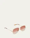 Chloé Golden Tortoiseshell Metal Aviator Sunglasses In Shiny Classic Gold Chl