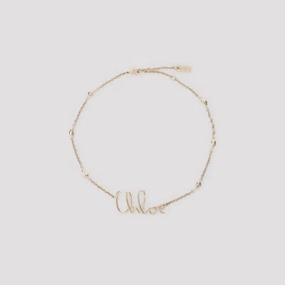 Chloé Golden Vintage Logo Pendant Necklace