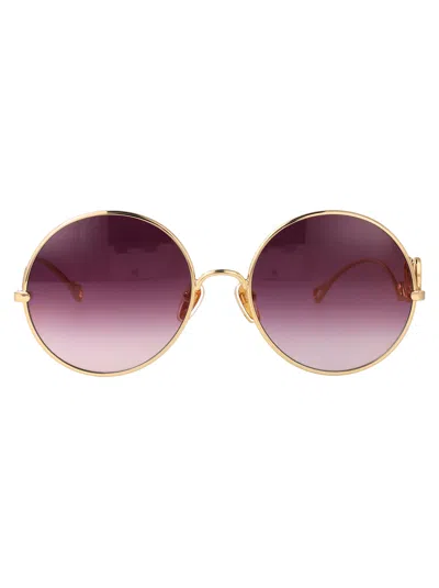Chloé Gold-gold-red Metal Sunglasses In Purple