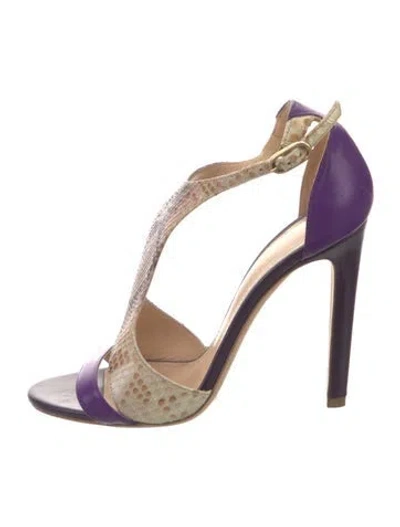 Pre-owned Chloe Gosselin Leather Animal Print T-strap Sandals In Purple