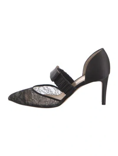 Pre-owned Chloe Gosselin Satin Floral Print D'orsay Pumps In Black