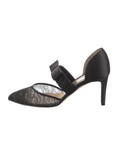 Pre-owned Chloe Gosselin Satin Floral Print D'orsay Pumps In Black