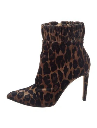 Pre-owned Chloe Gosselin Velvet Animal Print Boots In Brown