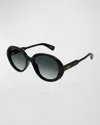 Chloé Gradient Acetate Round Sunglasses In Shiny Solid Black