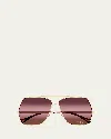 Chloé Gradient Aviator Metal Sunglasses In 002 Shiny Classic Gold Chl
