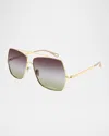 Chloé Gradient Aviator Metal Sunglasses In Gold