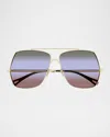Chloé Gradient Aviator Metal Sunglasses In Gold