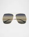 Chloé 62mm Oversize Gradient Rectangular Sunglasses In Gold