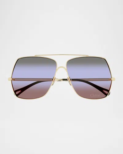 CHLOÉ GRADIENT AVIATOR METAL SUNGLASSES