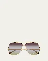 Chloé Gradient Aviator Metal Sunglasses In Shiny Classic Gold Chl