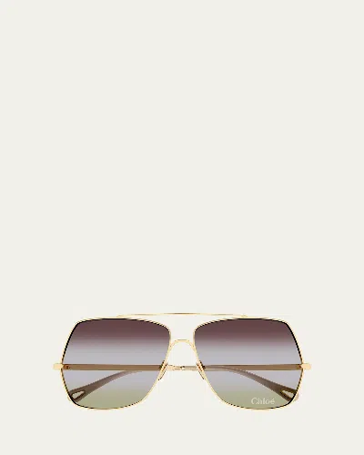 CHLOÉ GRADIENT AVIATOR METAL SUNGLASSES