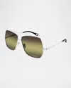 Chloé Gradient Aviator Metal Sunglasses In Shiny Silver