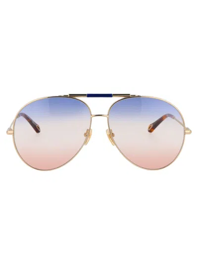 Chloé Gradient Aviator Sunglasses In 003 Gold Gold Multicolor