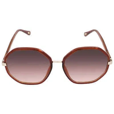 Pre-owned Chloé Chloe Gradient Red Brown Geometric Ladies Sunglasses Ch0133sa 004 59 In Multi