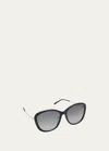 Chloé Gradient Round Acetate Sunglasses In 001 Shiny Solid B