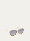 Chloé Gradient Round Acetate Sunglasses In 003 Shiny Solid N