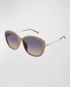 Chloé Gradient Round Acetate Sunglasses In Green