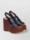 Chloé Maxime Leather Slingback Platform Wedge Sandals