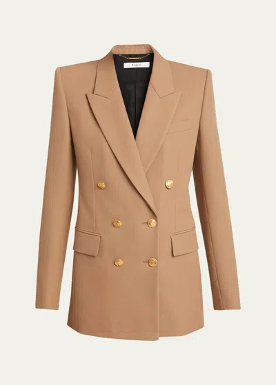 Chloé Double-breasted Wool Blazer In Coconut Brown