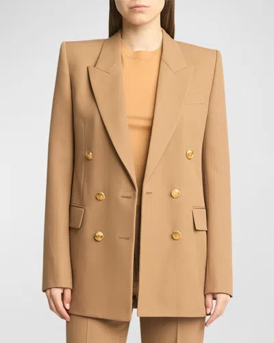 Chloé Double-breasted Wool Blazer In Coconut Brown