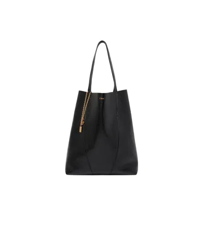 Chloé Large Spin Tote Bag In Black