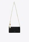 CHLOÉ GRAINED LEATHER LOGO CHAIN CLUTCH