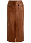 Chloé Pocket-detailed Leather Midi Skirt In Brown
