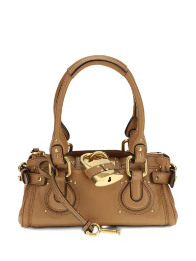 CHLOÉ GRAINED LEATHER PADLOCK PADDINGTON SHOULDER BAG