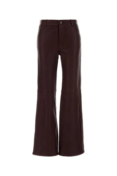 Chloé Pantalone Svasato In Pelle Vinaccia Donna In Burgundy