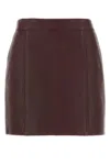 Chloé Chloe Women Grape Leather Mini Skirt In Brown