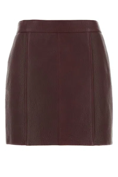 Chloé Chloe Grape Leather Mini Skirt In Brown