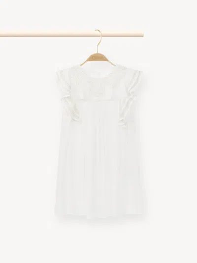 Chloé Graphic Dress White Size 8 100% Cotton