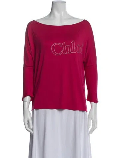 Pre-owned Chloé Graphic Print Bateau Neckline Top In Red