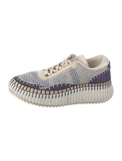 Pre-owned Chloé Graphic Print Chunky Sneakers In Blue