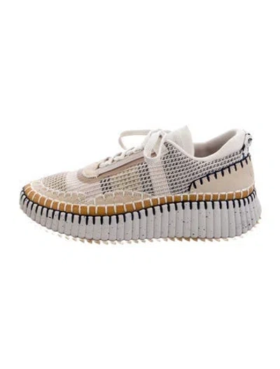 Pre-owned Chloé Graphic Print Chunky Sneakers In Neutral