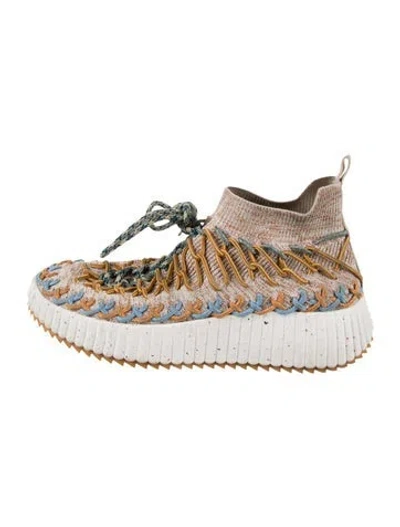 Pre-owned Chloé Graphic Print Chunky Sneakers In Neutrals
