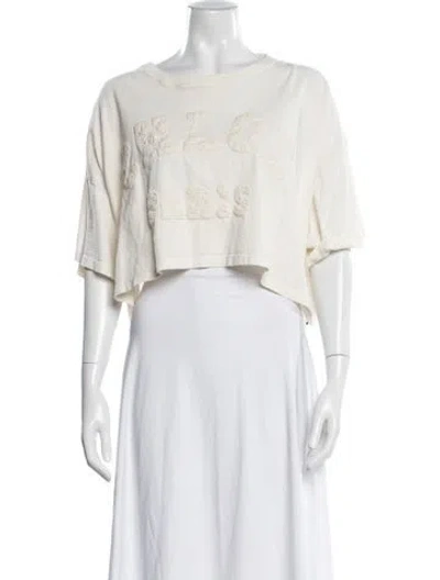 Pre-owned Chloé Graphic Print Crew Neck Crop Top In Neutral