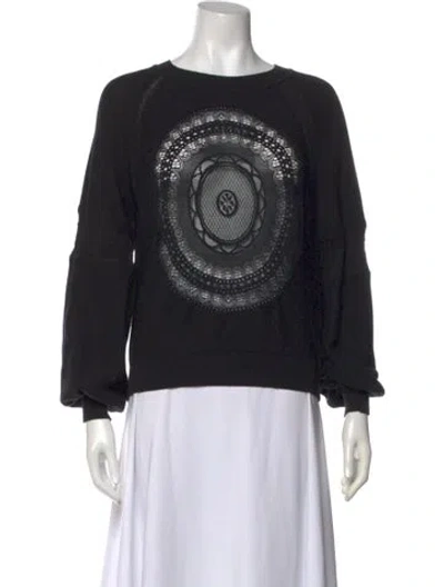 Pre-owned Chloé Graphic Print Crew Neck Sweater In Black