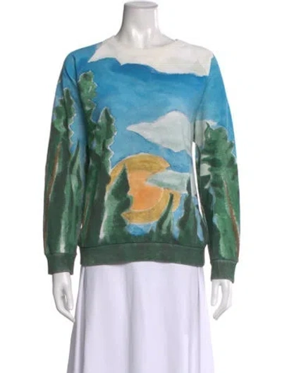 Pre-owned Chloé Graphic Print Crew Neck Sweatshirt In Green